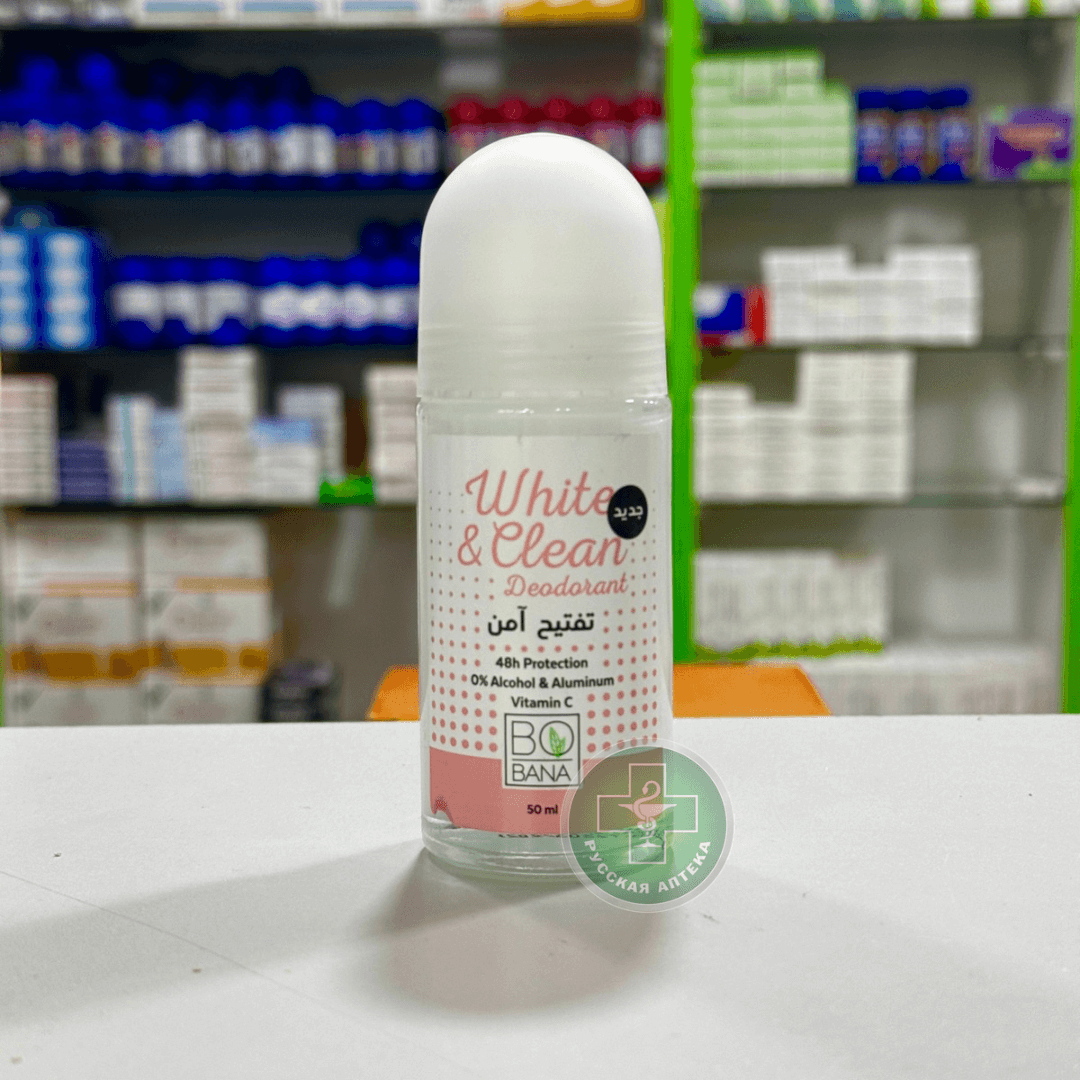 Bobana White & Clean Whitening Roll‑On Deodorant with Vitamin C 48‑hour protection 50 ml