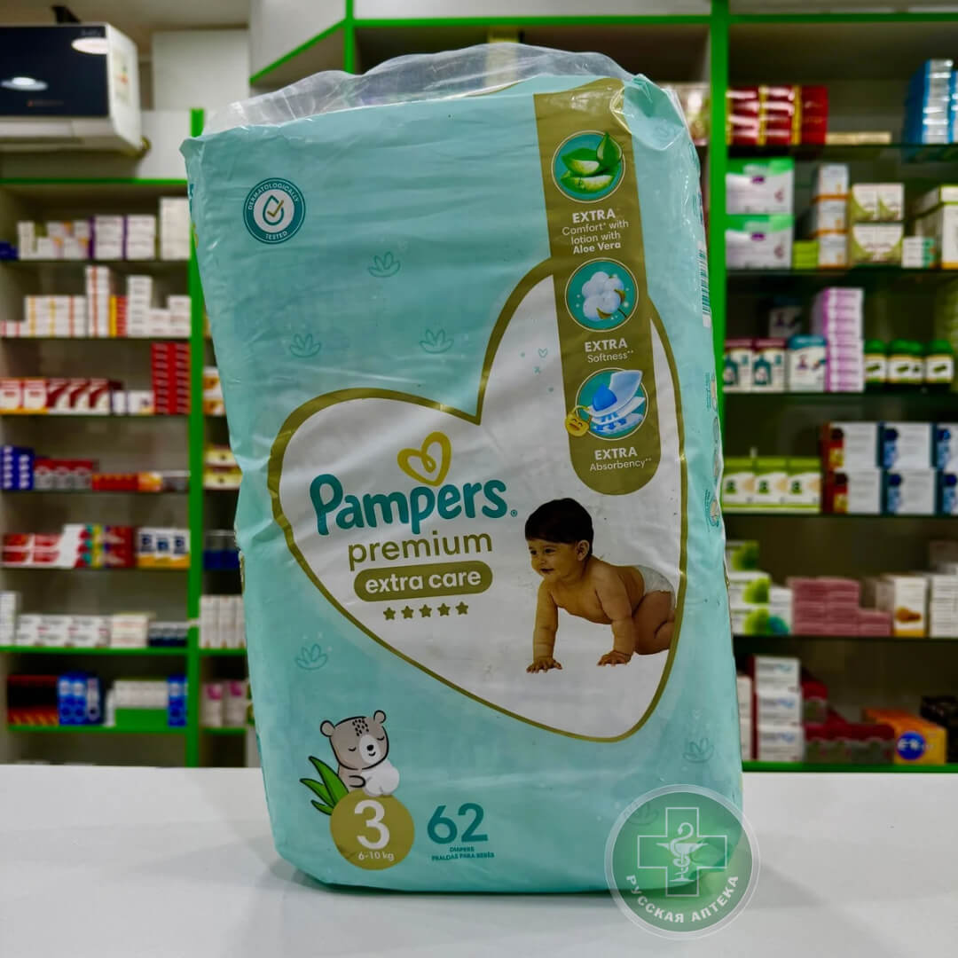 Pampers Premium Extra Care diapers size 3 / 6-10 kg / 62 pcs