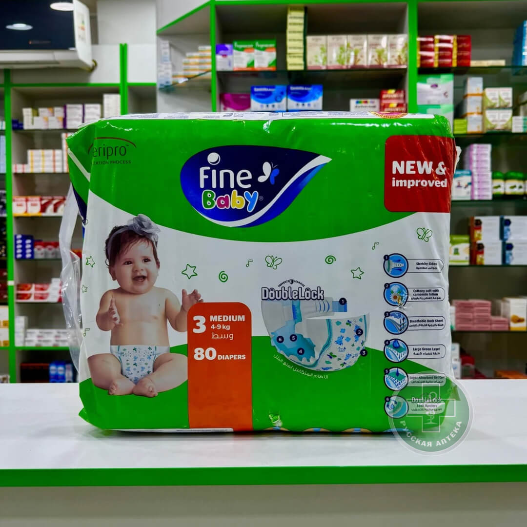 Fine Baby diapers double lock size 3 / 4-9 kg / 80 pcs