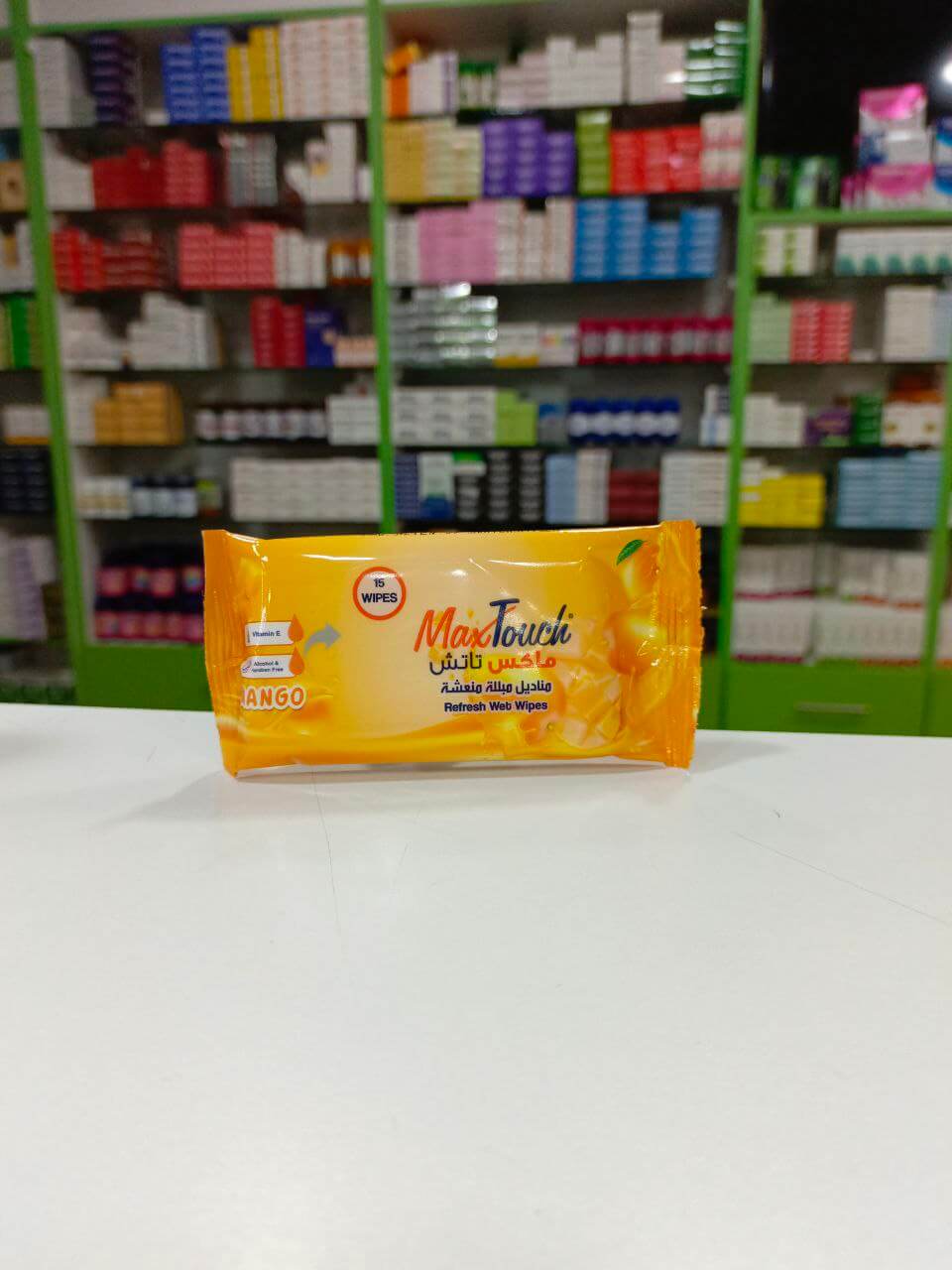 Max Touch Refresh wet wipes with vitamin E Mango flavor 15 pcs