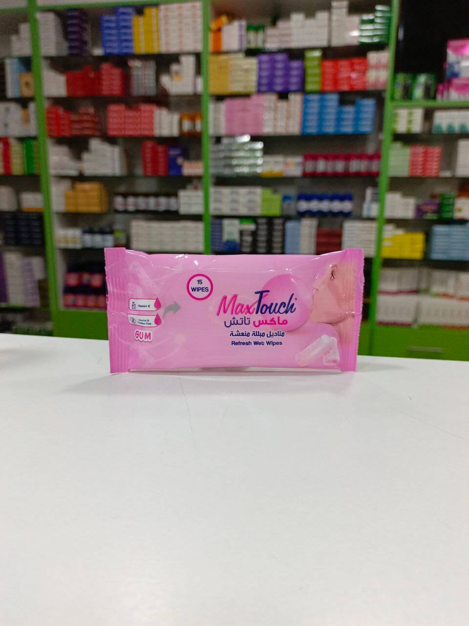 Max Touch Refresh wet wipes with vitamin E bubble gum flavor 15 pcs