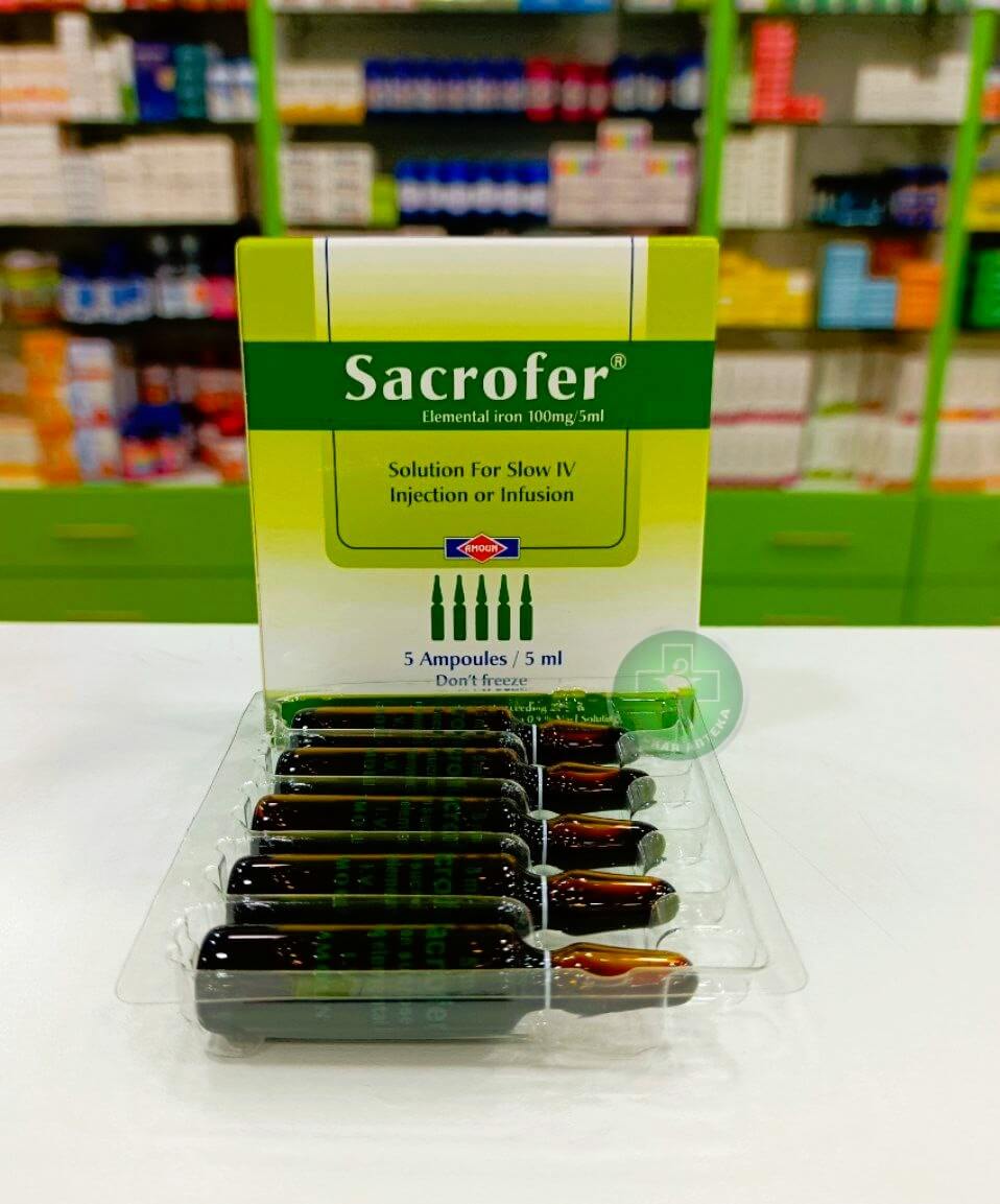 Sacrofer 100 mg/5 ml IV solution 5 ampoules