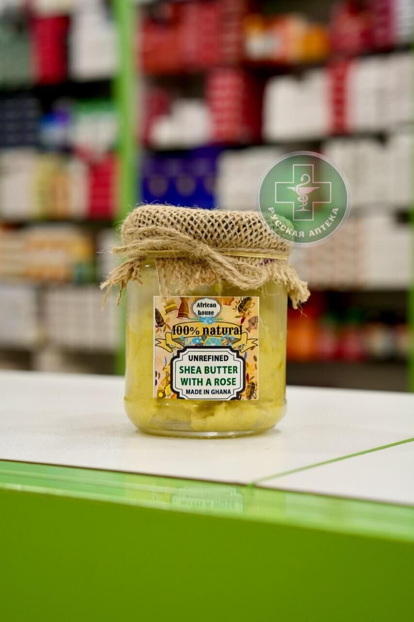 African House 100% Natural Unrefined Shea Butter with Rose 100 g