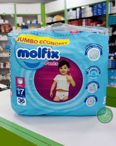 Molfix Детские подгузники-штаны размер 7, 17+ кг, 36 штук