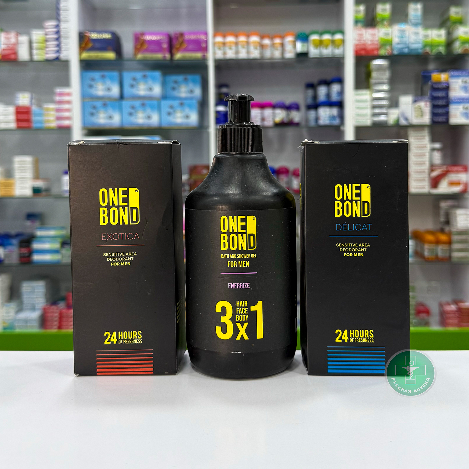 One Bond Bath and shower gel for men 3 in 1 «Energize» for hair face and body 500 ml