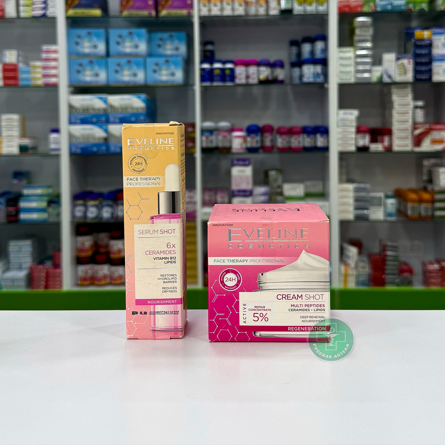 Eveline Cosmetics Face Therapy Professional Serum Shot Питательная сыворотка для лица с 6 церамидами и витамином B12 30 мл
