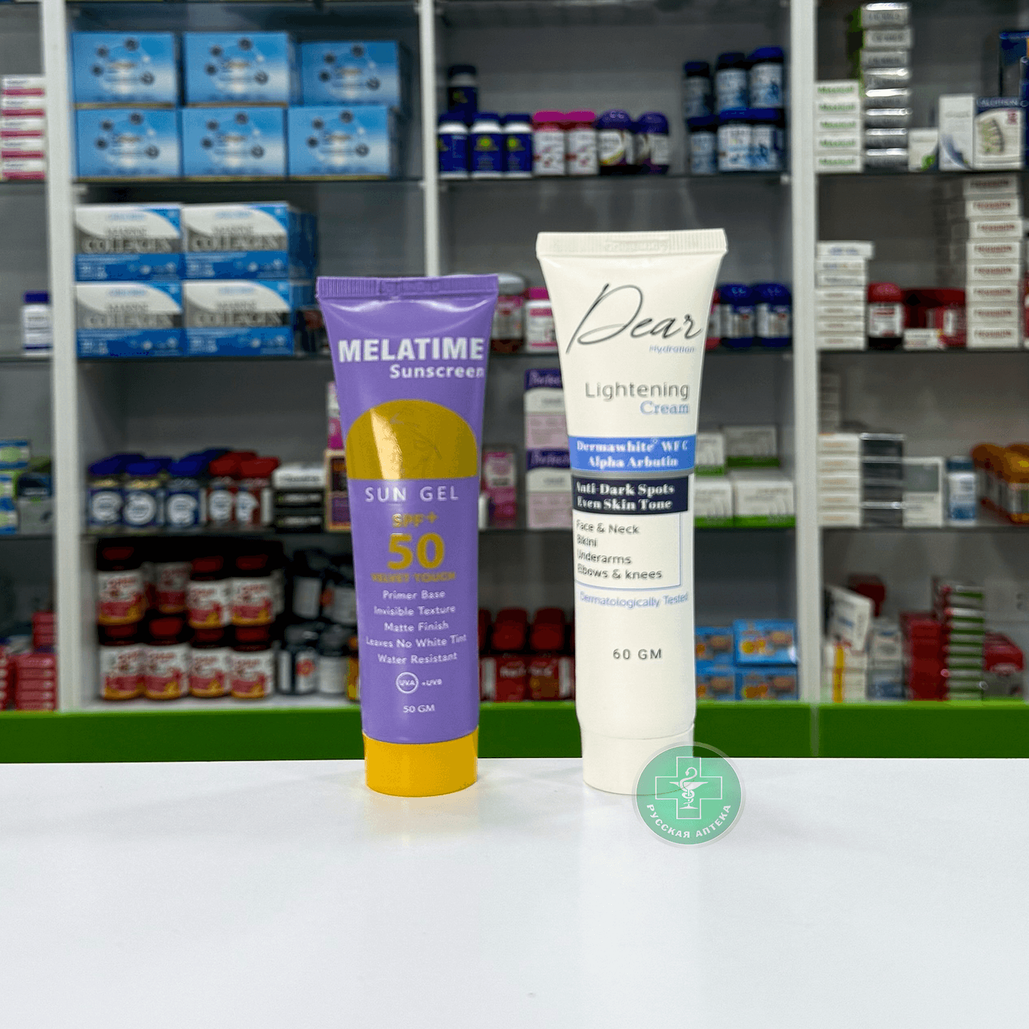 Dear Hydration Lightening Cream and Melatime Sunscreen Gel SPF 50+ Set of 1 x 60 g and 1 x 50 g