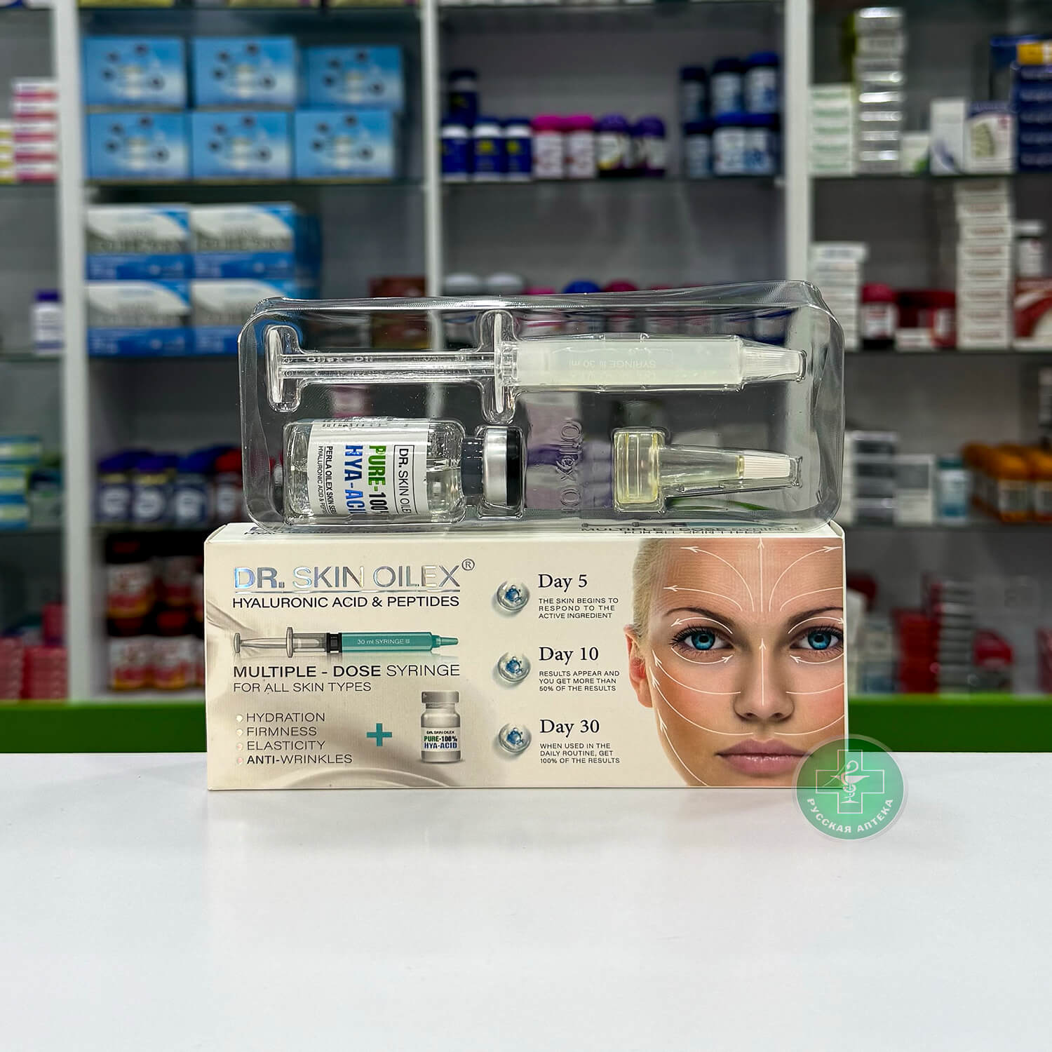 Dr Skin Oilex Сыворотка для лица и тела с гиалуроновой кислотой и пептидами 1 многодозовый шприц + 1 флакон 30 мл