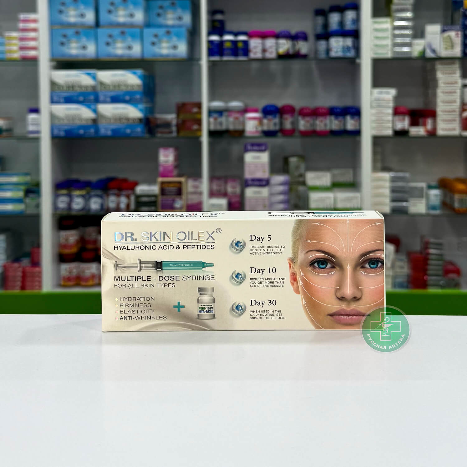 Dr Skin Oilex Сыворотка для лица и тела с гиалуроновой кислотой и пептидами 1 многодозовый шприц + 1 флакон 30 мл