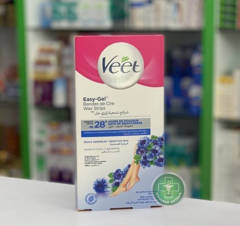 Veet Восковые полоски для чувствительной кожи с ароматом василька 12 штук