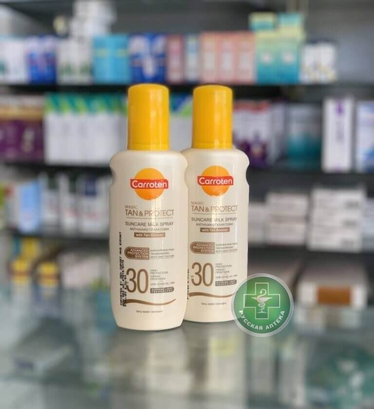 Carroten Magic Tan & Protect Спрей‑молочко для защиты от солнца с усилителем загара SPF 30 200 мл