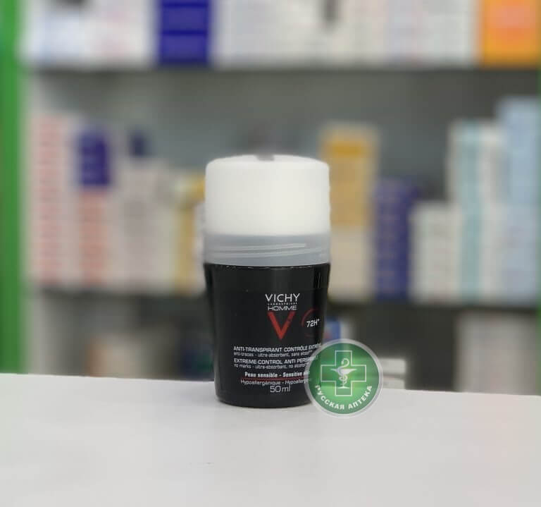 Vichy Homme Экстремальный контроль 72 часа роликовый дезодорант для мужчин с чувствительной кожей 50 мл