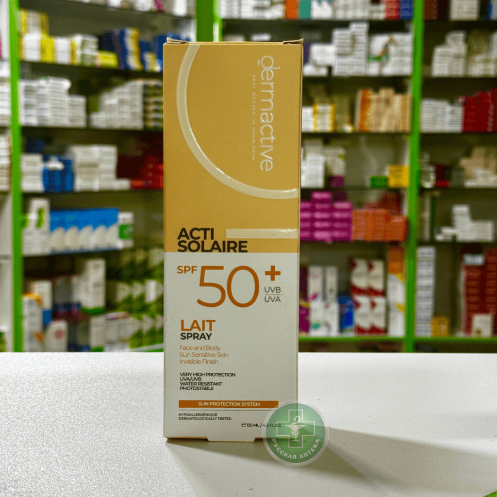 Dermactive Acti Solaire Солнцезащитный молочко‑спрей для кожи, лица и тела, чувствительной к солнцу SPF 50+ 125 мл