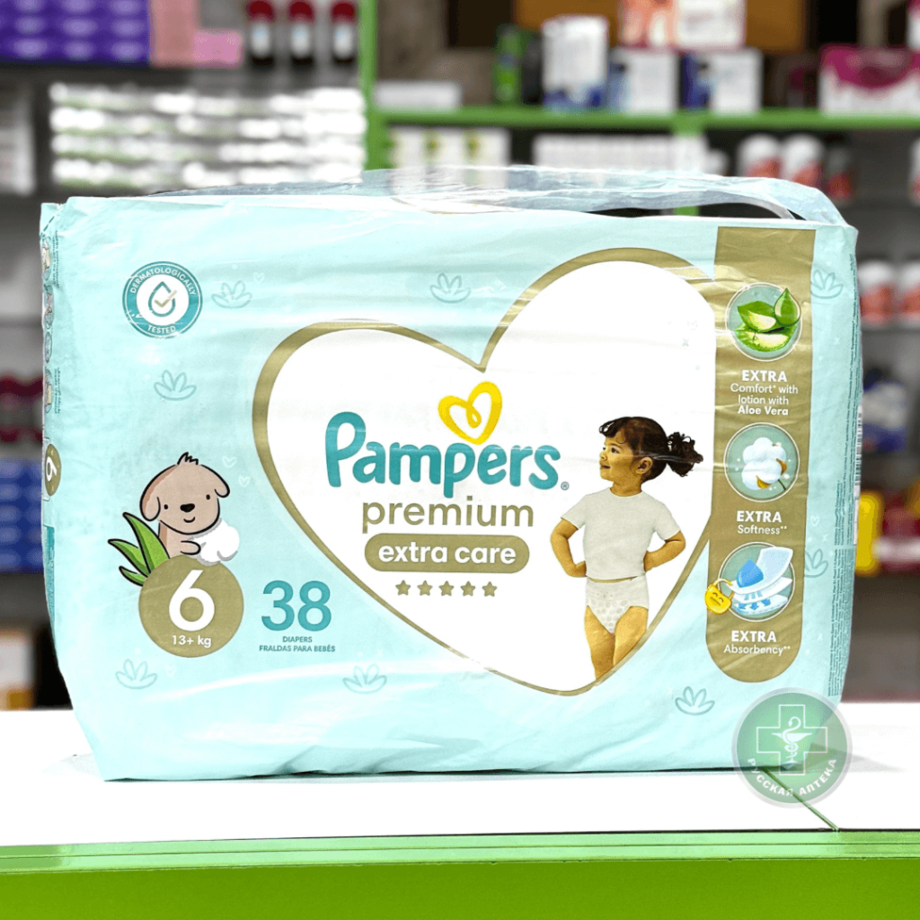Pampers Premium "Особая забота" подгузники размер 6, 13+ кг, 38 штук