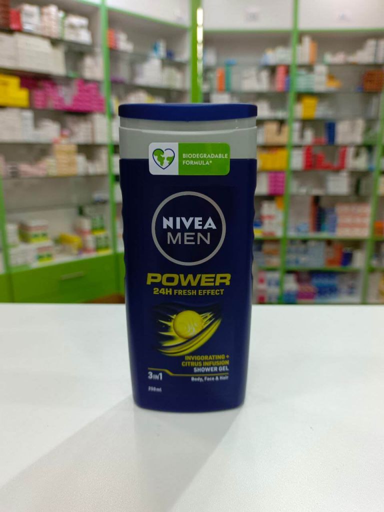 Nivea Men Power Shower gel 3 in 1 for face, body & hair 250 ml