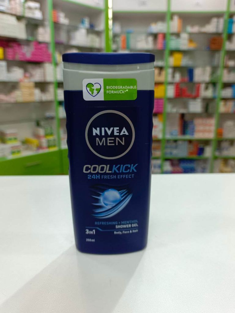 Nivea Men Shower gel Cool kick with menthol for face, body & hair 250 ml
