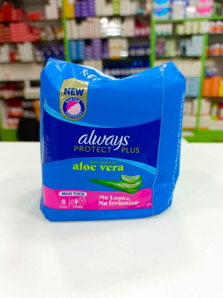 Always Protect Plus Sanitary pads with aloe vera maxi thick long 8 pcs