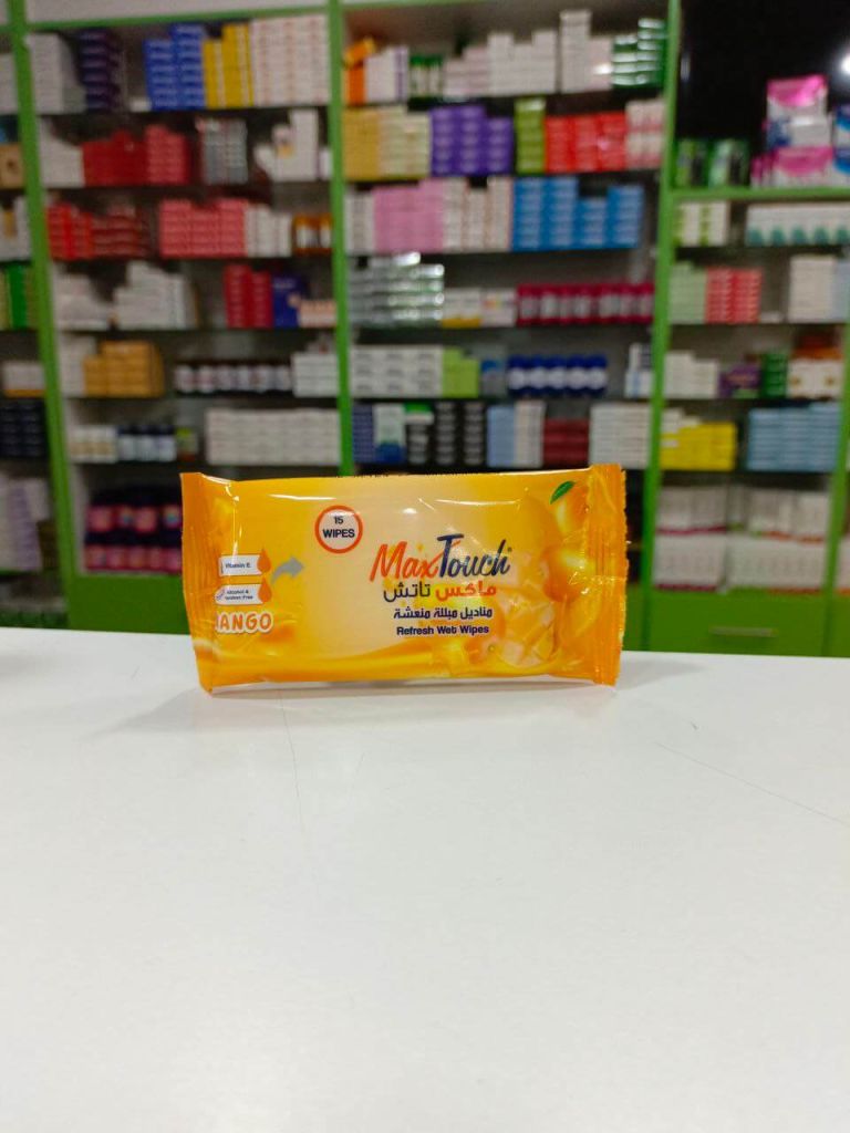 Max Touch Refresh wet wipes with vitamin E Mango flavor 15 pcs