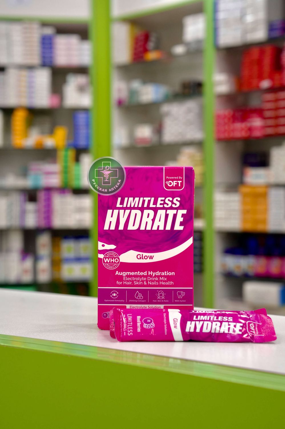 Limitless Hydrate Glow Electrolyte drink mix for hair, skin & nails mixed berries flavor 6 stick packs