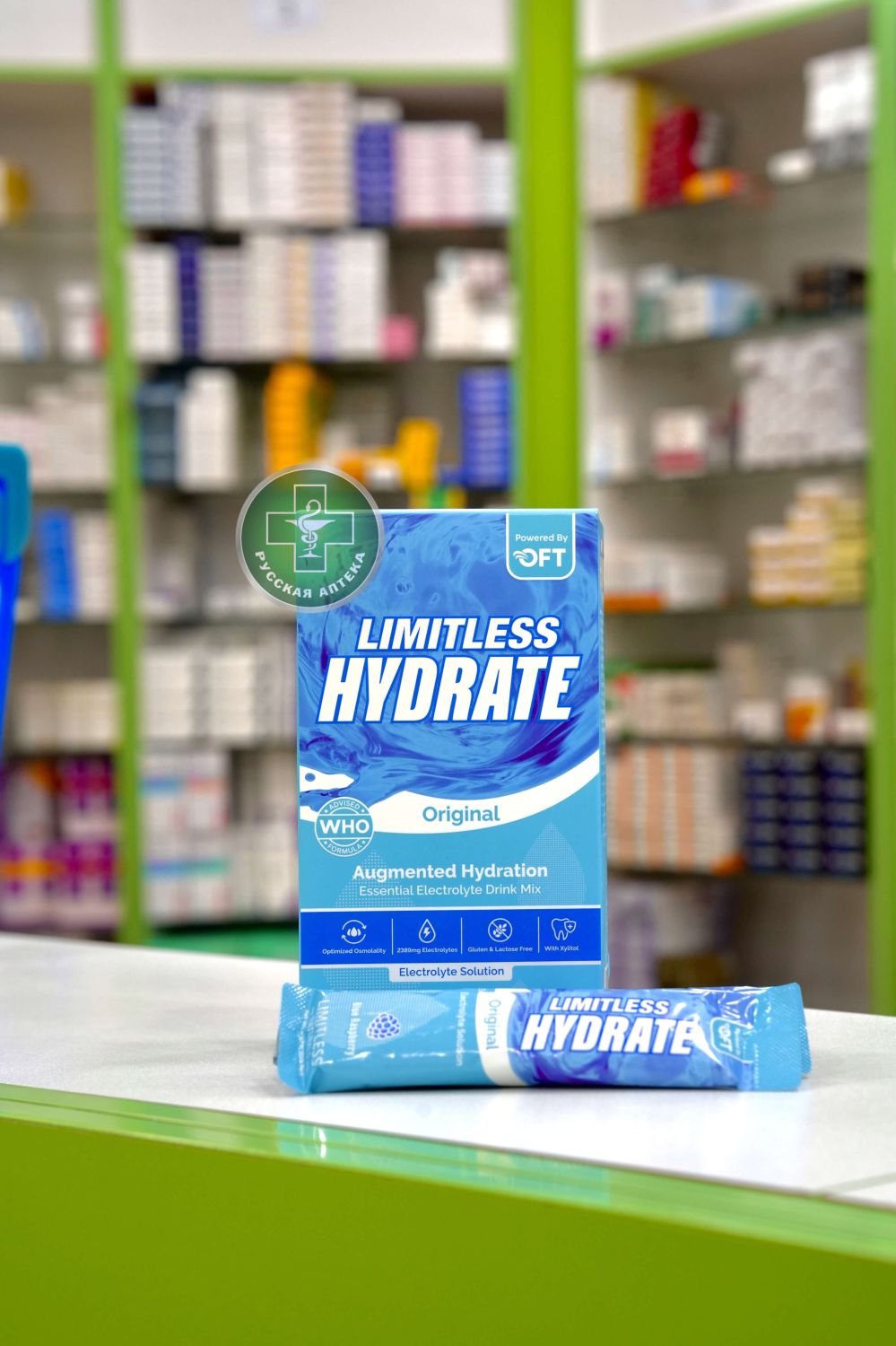 Limitless Hydrate Original Electrolytes drink mix with blue raspberry flavor 6 stick packs