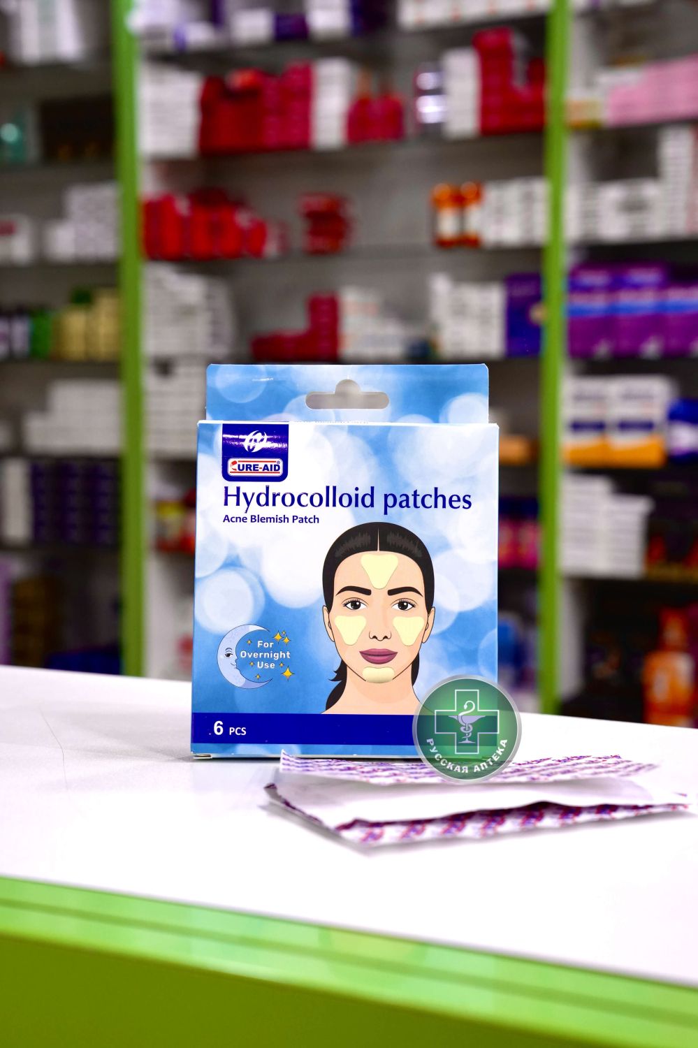 Cure-Aid Hydrocolloid acne blemish patches for overnight use 6 pcs