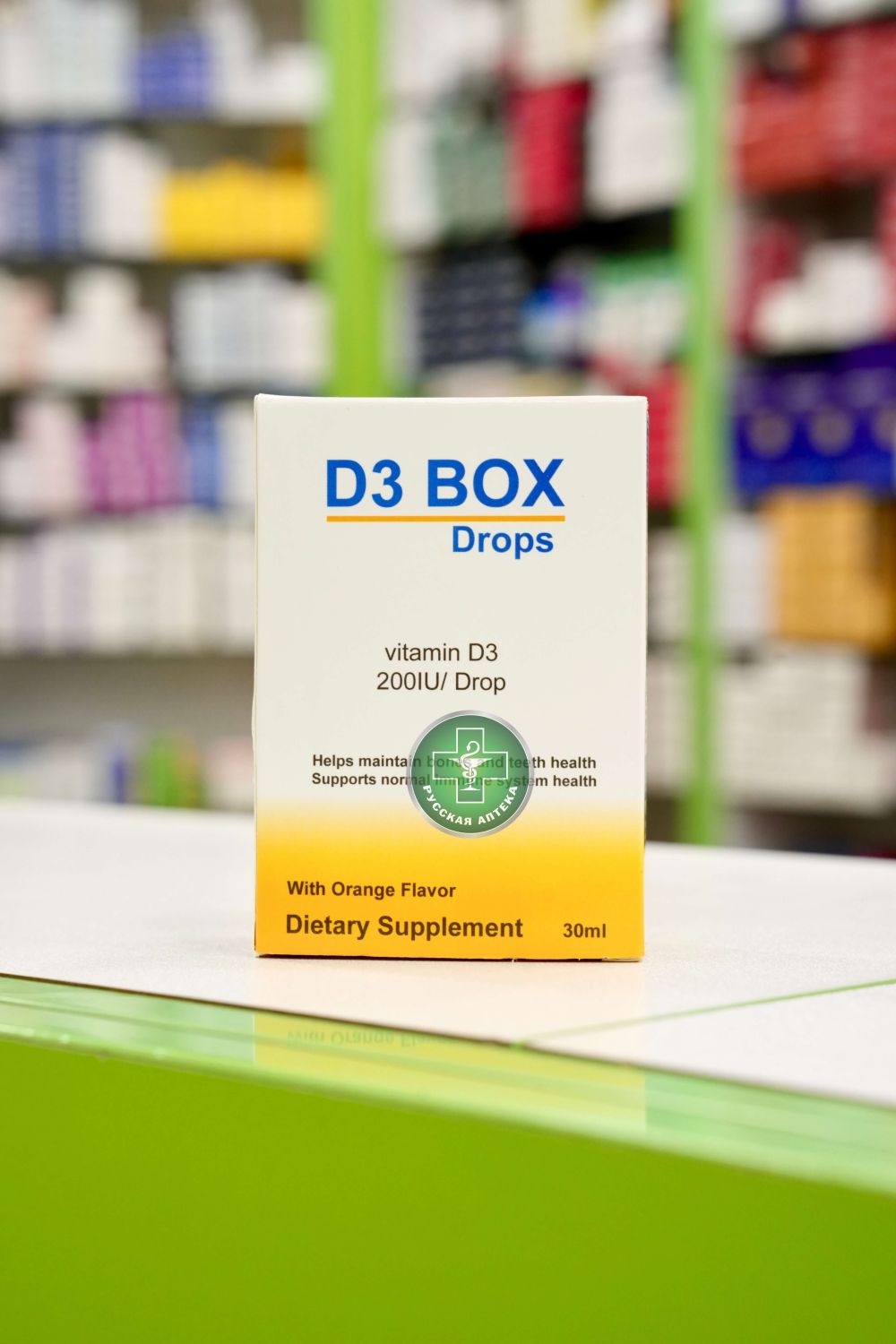 D3 Box drops 200 IU orange flavor 30 ml