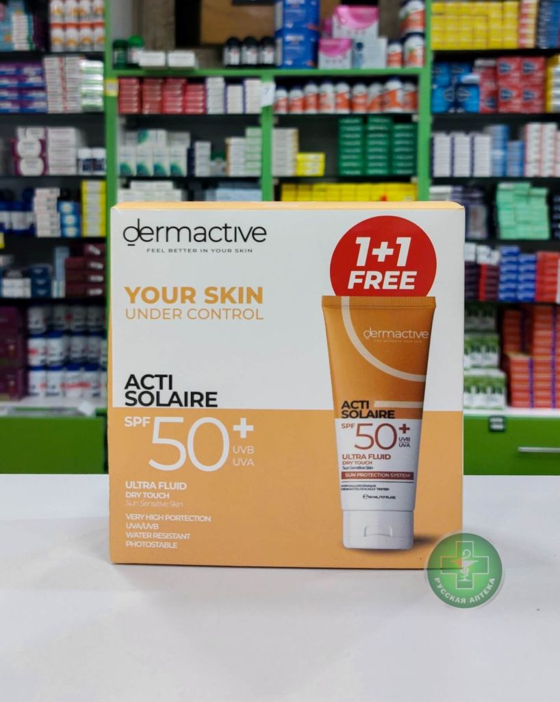Dermactive Acti-solaire Ultra fluid Dry Touch Sun Sensitive Skin SPF 50+ 2 x 50 gm