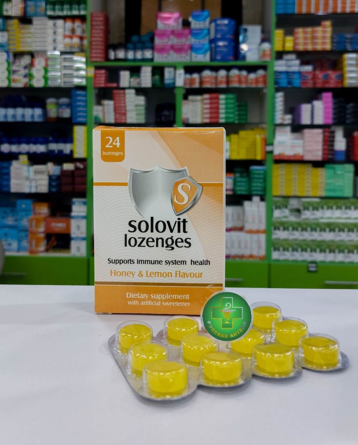 Solovit Throat lozenges honey & lemon flavor 24 pcs
