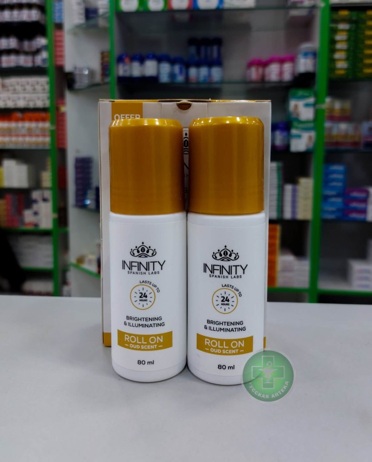 Инфинити Осветляющий и придающий сияние роликовый дезодорант с ароматом уда, набор 1+1, 2 × 80 мл