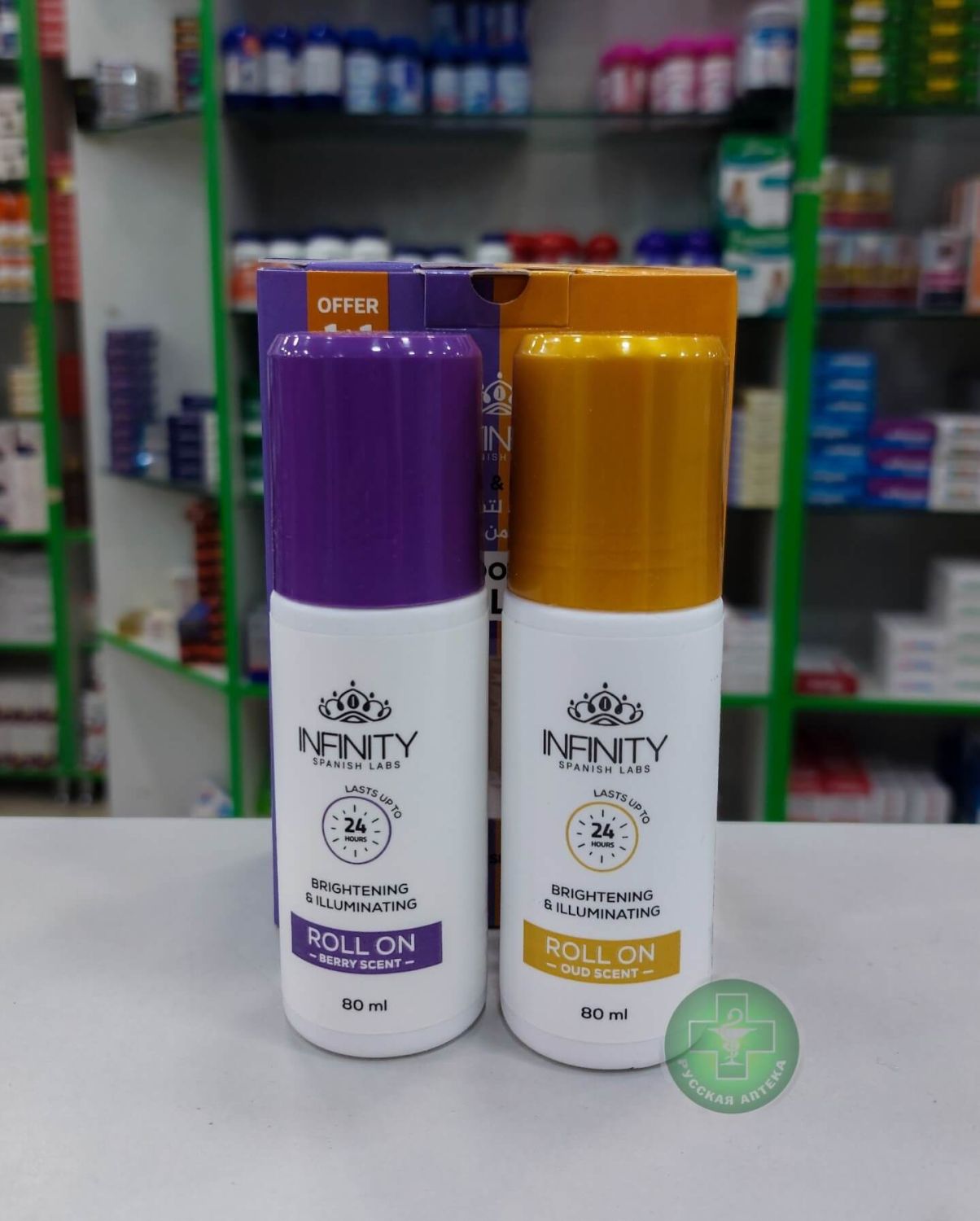 Инфинити Осветляющий роликовый дезодорант 24 часа, набор 1+1, 2 × 80 мл