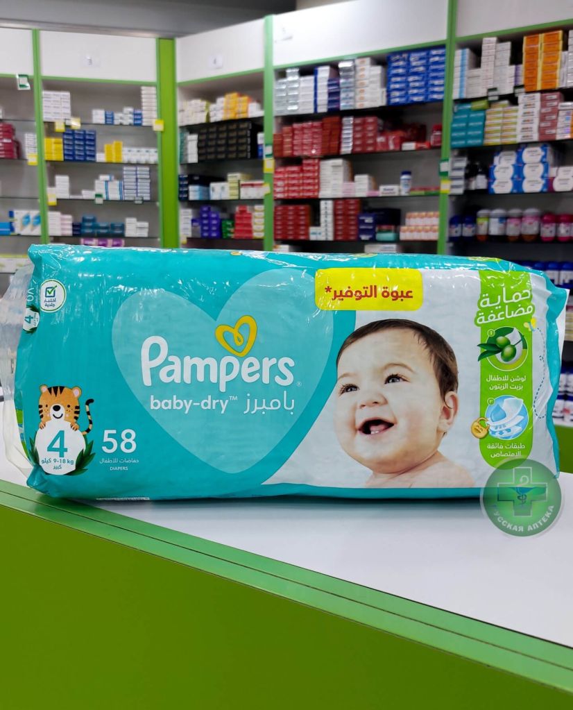 Pampers Baby-Dry Подгузники размер 4, 9-18 кг, 58 штук