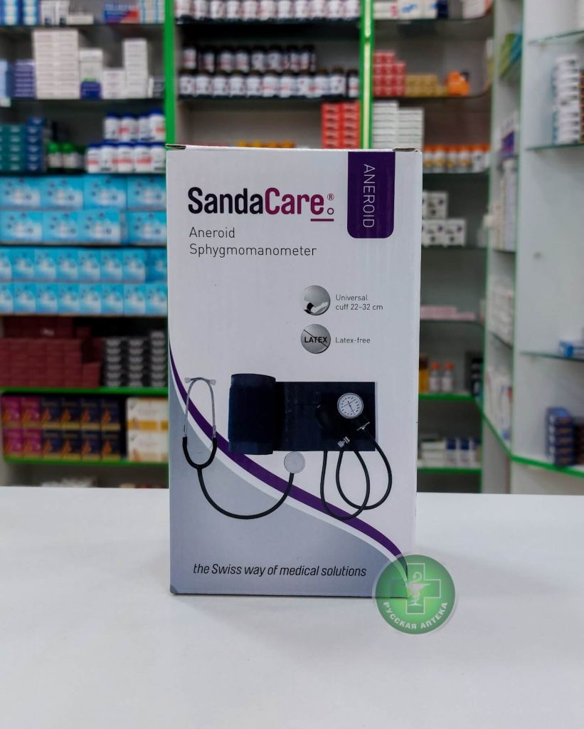 SandaCare Aneroid manual blood pressure monitor with 22-32 cm cuff and stethoscope 1 piece