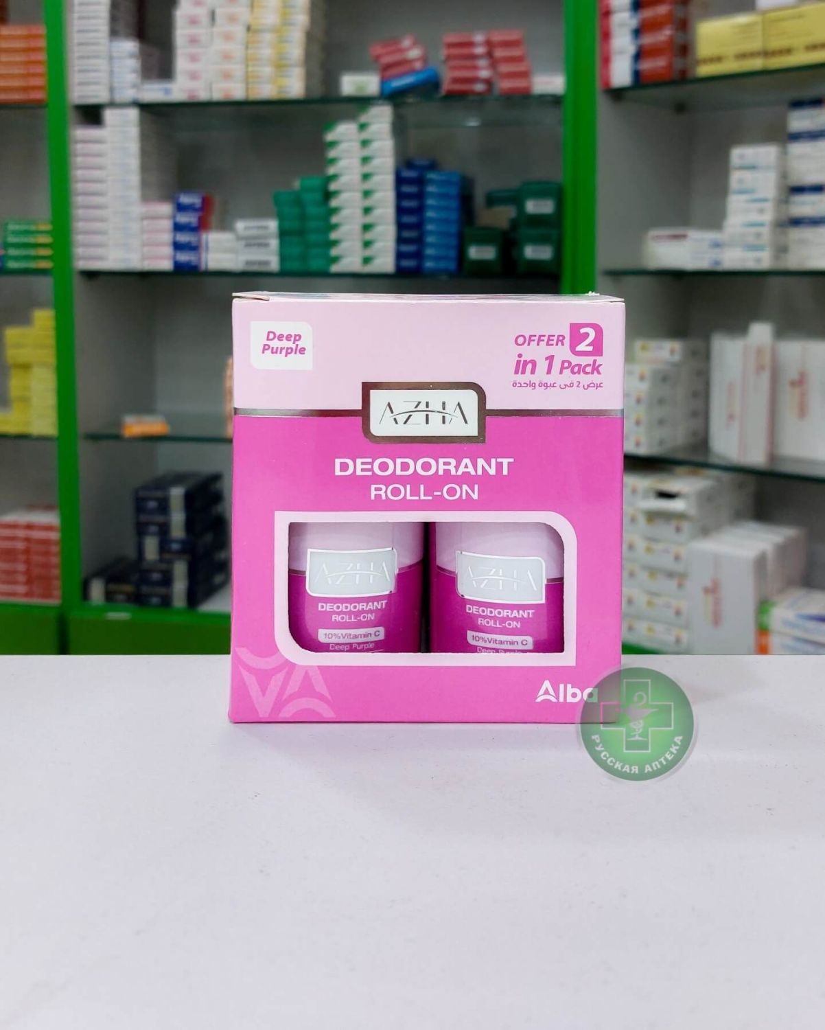 Azha Whitening roll-on deodorant 48h Rose and vanilla 2 x 60 ml