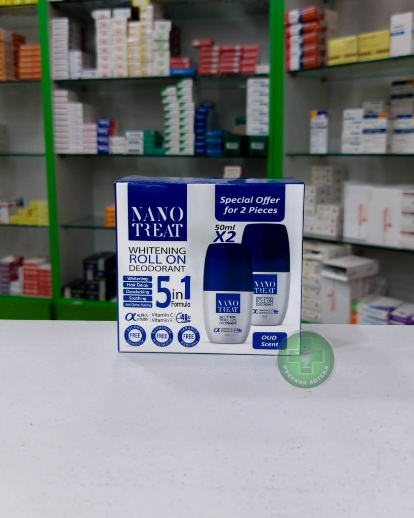 Nano Treat 48H Whitening Roll-on deodorant «Oud» 2 x 50 ml