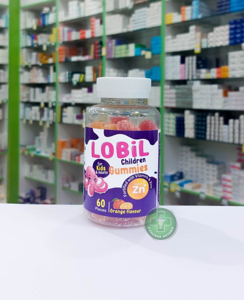 Lobil Chewable gummies with vitamins and zinc orange flavor 60 gummies