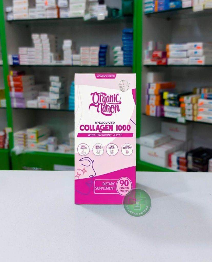 Organic Nation Hydrolyzed collagen 1000 mg with hyaluronic acid and vitamin C 90 tablets
