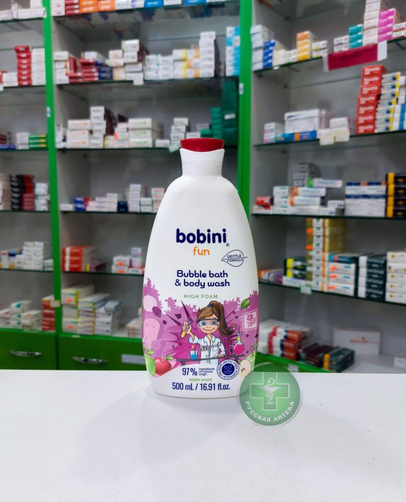 Bobini Fun Bubble Bath & Body Wash Gentle Formula Apple Scent 500 ml