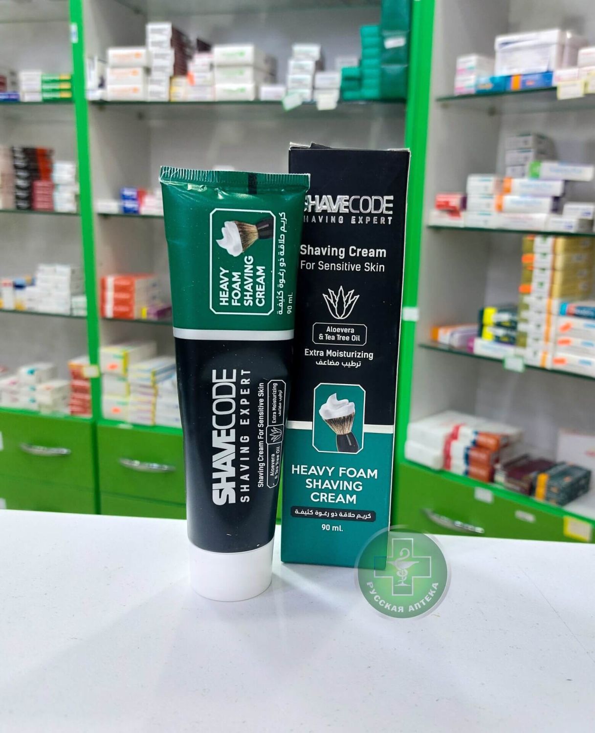 Shave Code Крем-пена для бритья с алоэ вера и маслом чайного дерева для чувствительной кожи 90 мл
