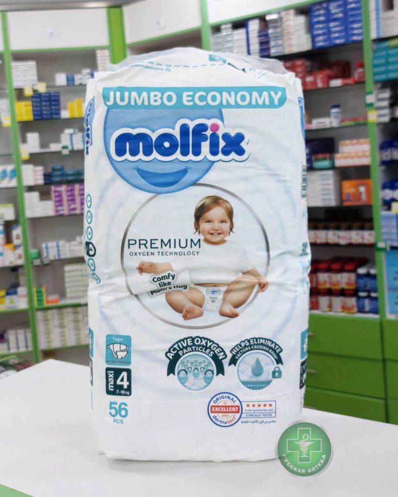 Molfix Premium Детские подгузники размер 4, 7–18 кг, 56 штук