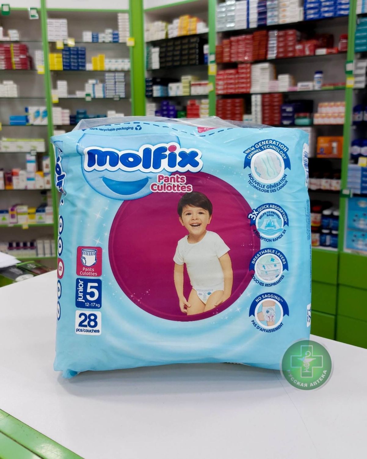 Molfix Детские подгузники-трусики размер 5, 12–17 кг, 28 штук