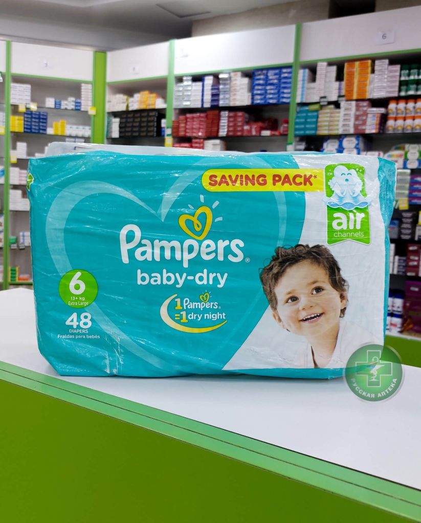 Pampers Baby-Dry Подгузники размер 6, 13+ кг, 48 штук