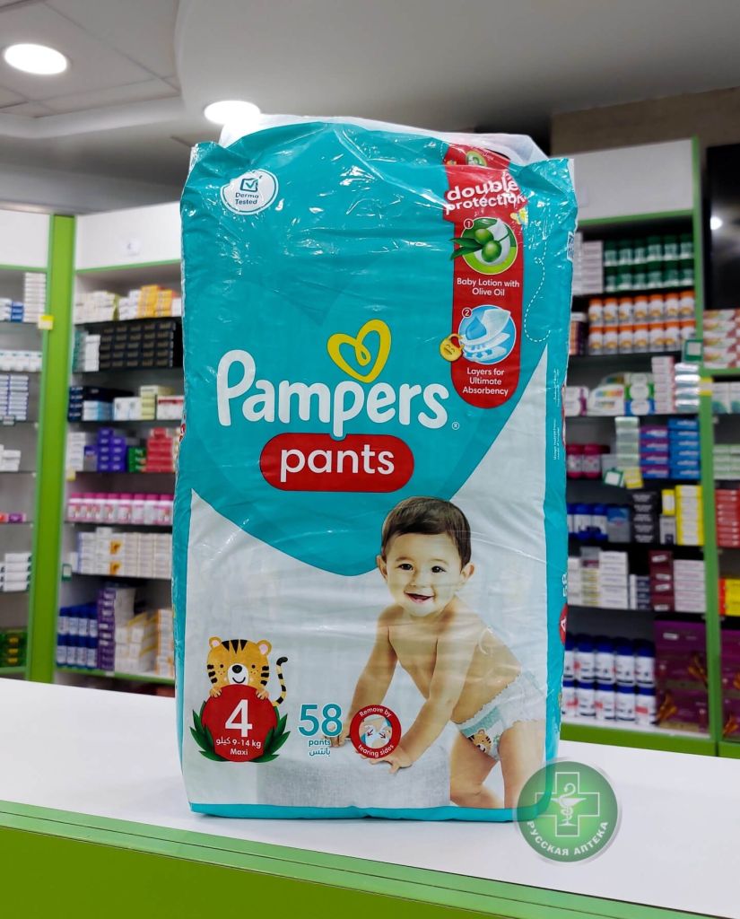 Pampers Pants Детские подгузники-трусики размер 4, 9–14 кг, 58 штук