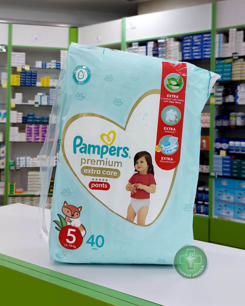 Pampers Premium "Особая забота" Детские подгузники-трусики размер 5, 12–18 кг, 40 штук