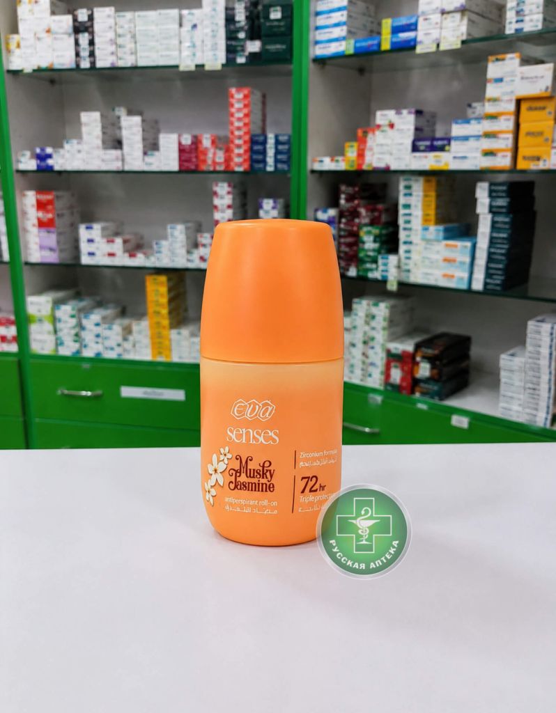 Eva Senses Musky Jasmine Antiperspirant Roll On 72 hour Triple Protection 50 ml
