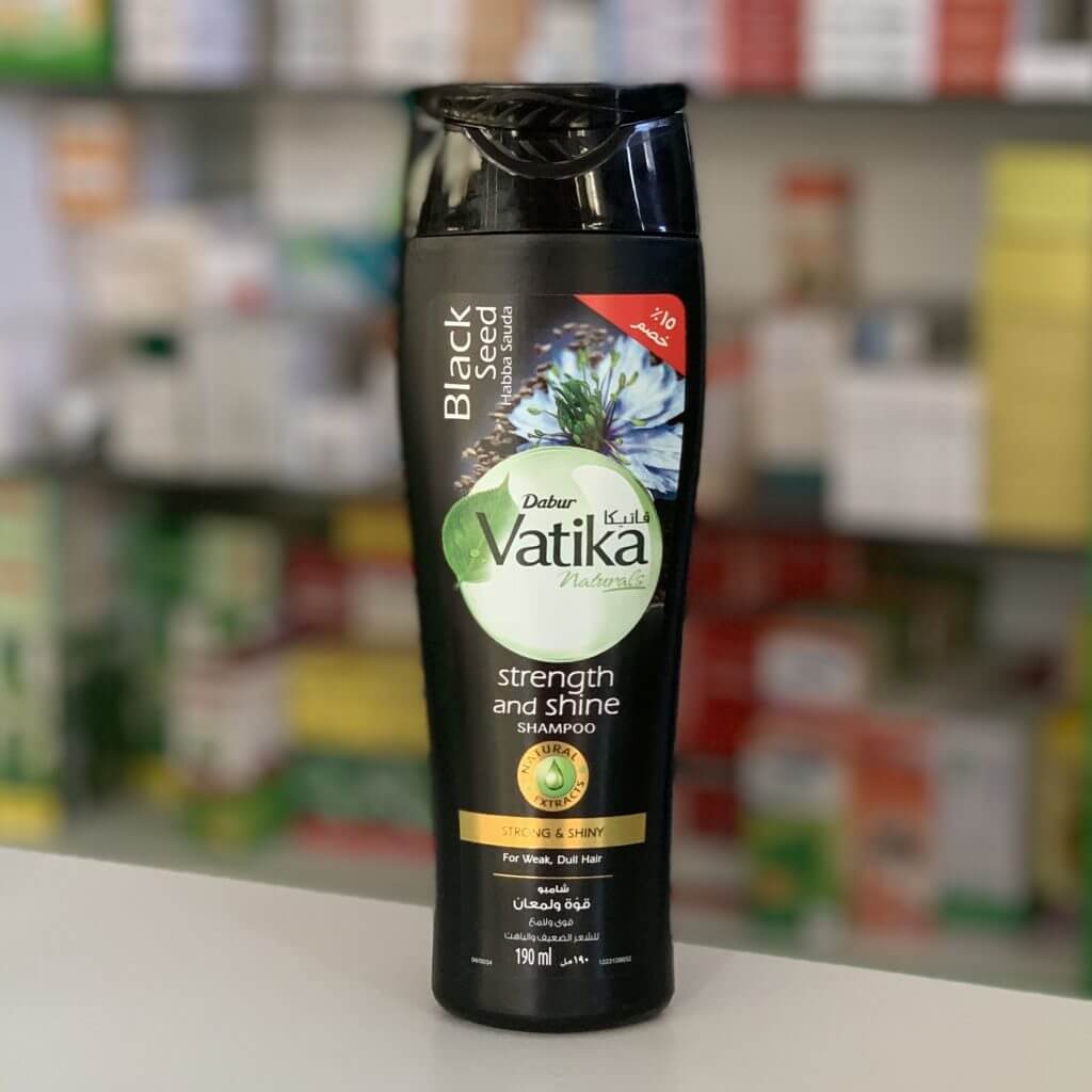 Vatika Hair shampoo Strength & Shine with black seed extract for weak, dull hair 180 ml