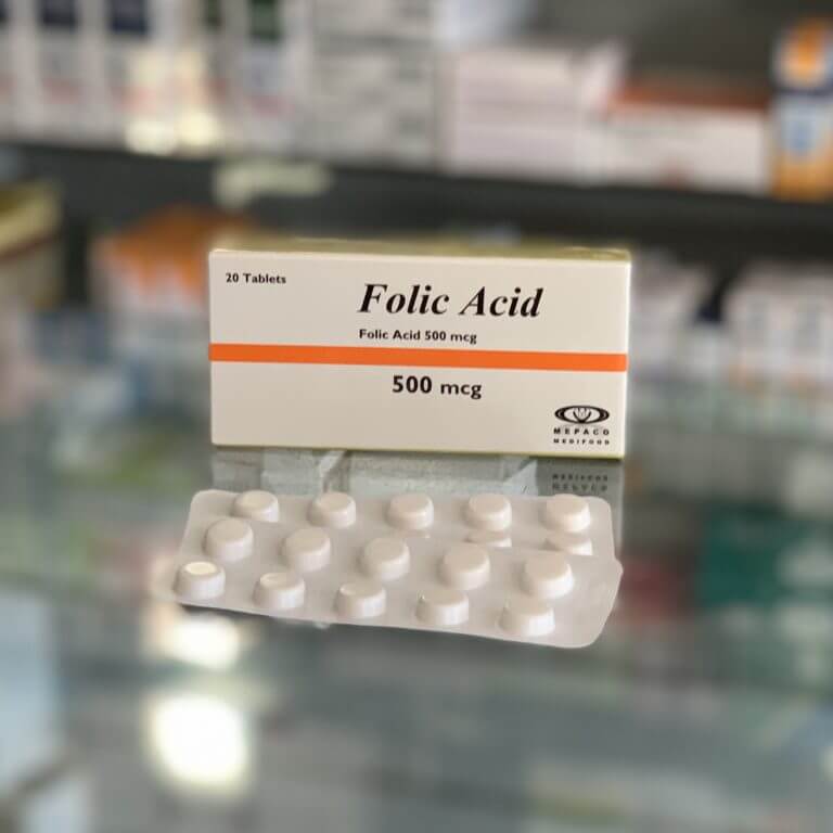 Folic acid 500 mcg 20 tablets