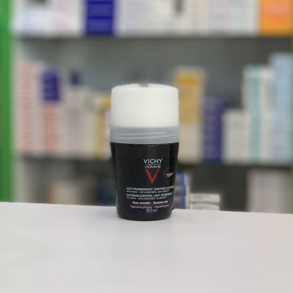 Vichy Men's Roll-On Deodorant for Sensitive Skin 50 ml