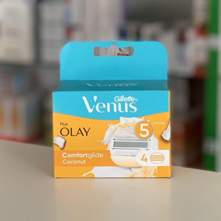 Gillette Venus plus Olay Comfort glide Coconut 4 razor heads with 5 blades