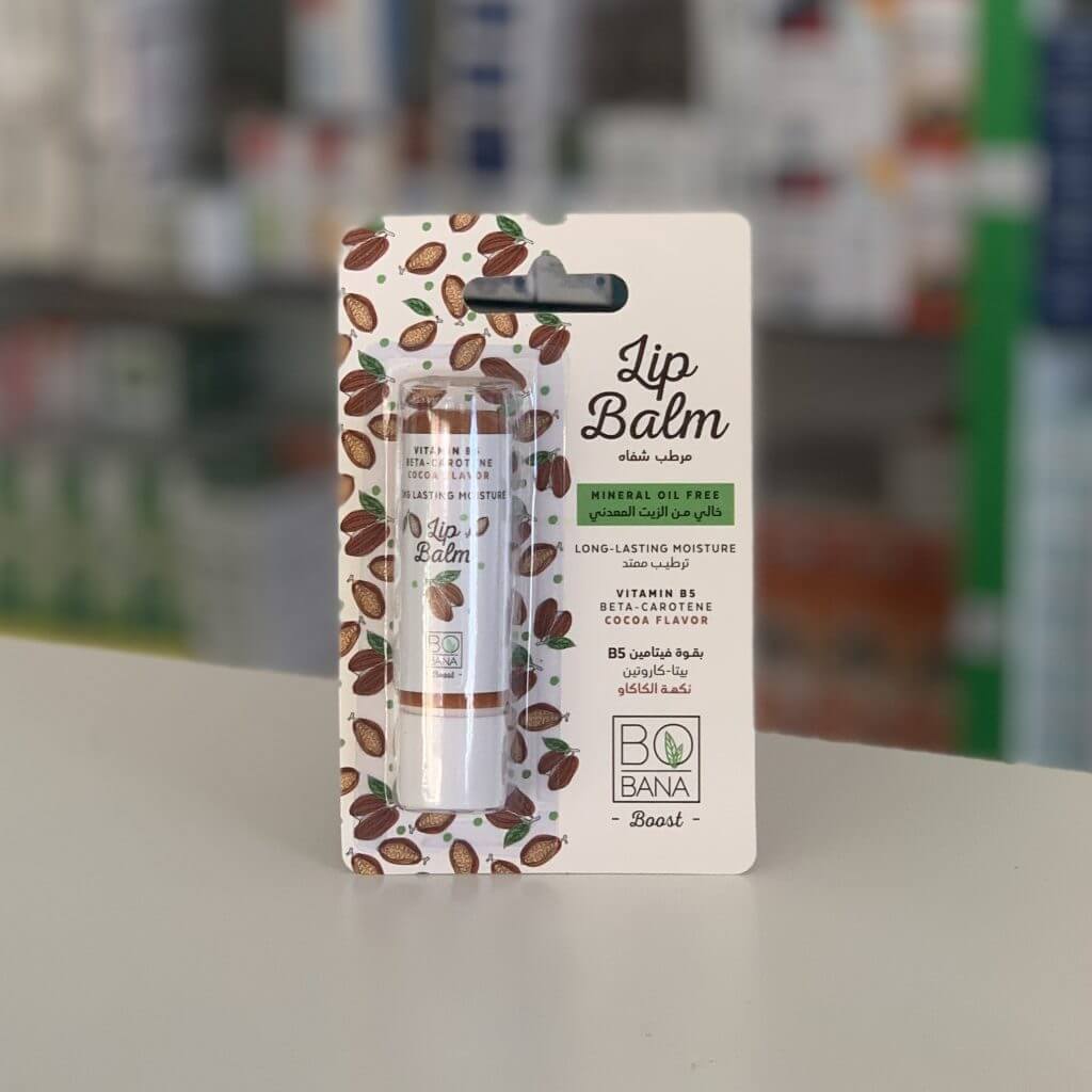 Bobana Lip balm with vitamin E, beta-carotene, cocoa flavor