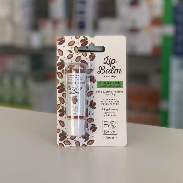 Bobana Lip balm with vitamin E, beta-carotene, cocoa flavor